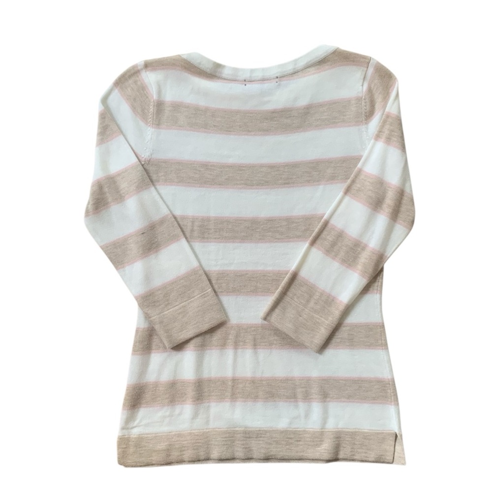 Tommy Hilfiger Striped Nautical Shoulder Button Sweater Pink Tan Cream Small - Picture 5 of 8